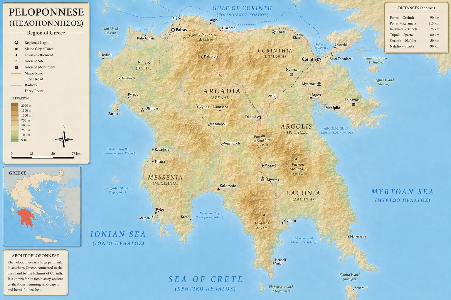 Peloponnez (Mora) – Mitlerin, Tarihin ve Doğanın Yarımadası